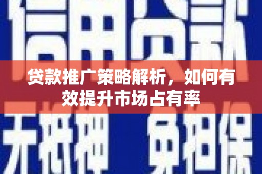 隆子贷款推广策略解析，如何有效提升市场占有率